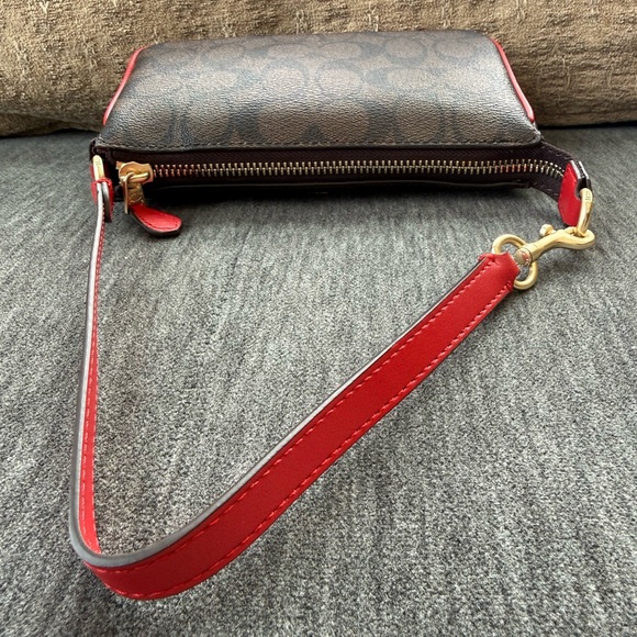 Coach Signature Brown and Red Two Way Wristlet/Handbag - Picture 6 of 14